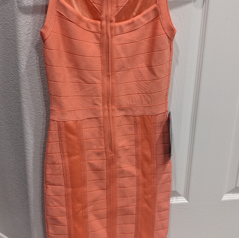 BeBe women's pink mesh panel bandage dress